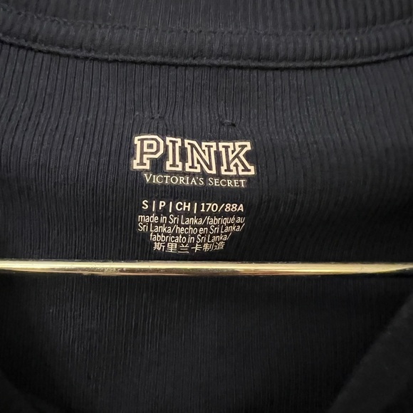 PINK Victoria's Secret Navy Blue Textured Tee - Picture 2 of 4